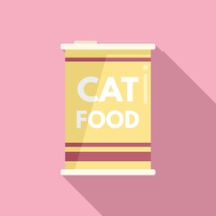 Cat food tin can icon flat vector. Pet bag