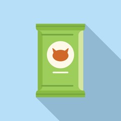 Cat food container icon flat vector. Pet bowl