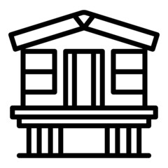 House icon outline vector. Cabin forest. Stilt hut