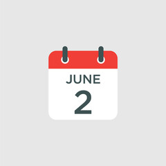 calendar - June 2 icon illustration isolated vector sign symbol