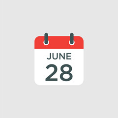 calendar - June 28 icon illustration isolated vector sign symbol