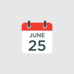 calendar - June 25 icon illustration isolated vector sign symbol