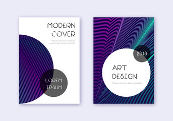 Trendy cover design template set. Neon abstract li - obrazy, fototapety, plakaty