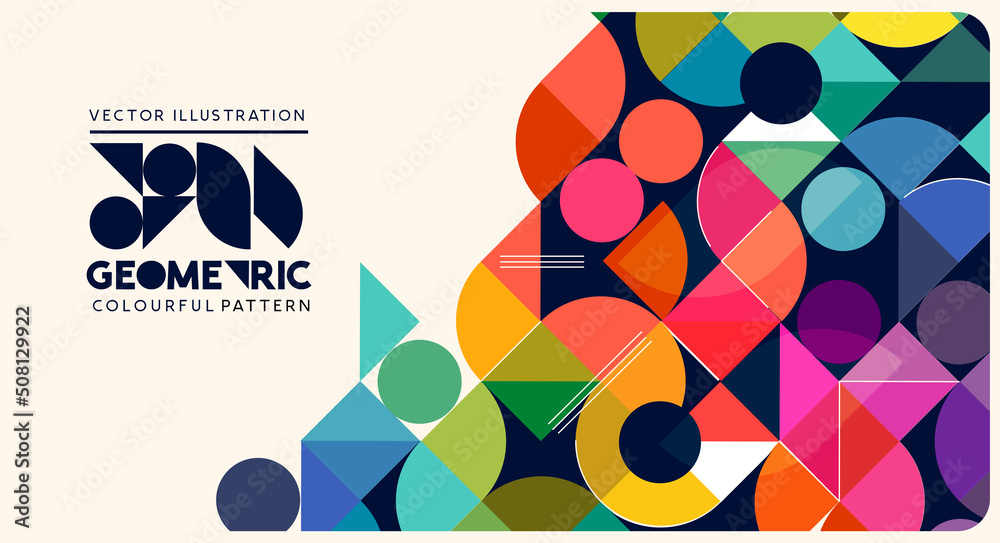 Wall mural colourful geometric shapes and pattern background layout. vector illustration
