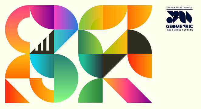 Colourful gradient geometric shapes pattern layout. Vector illustration.