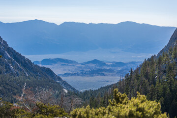 Fototapeta premium distant valley landscape in the mountains
