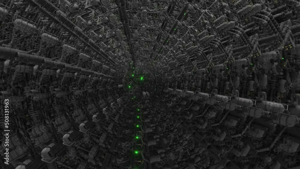 Wall mural a.i. supercomputer mind zoom 3d seamless loop animation