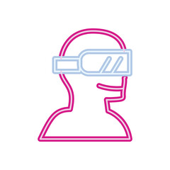 flat neon virtual reality person