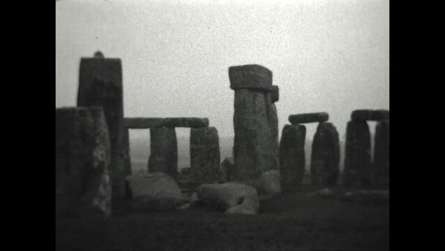 Visiting Stonehenge 1934 - Views of Stonehenge, the prehistoric monument on Salisbury Plain in Wiltshire, England in 1934.