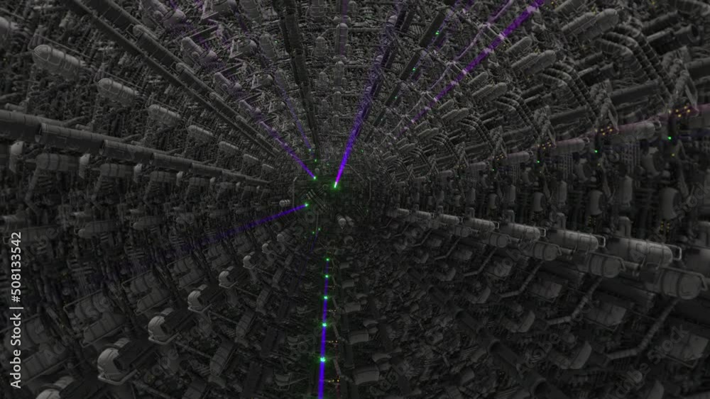 Wall mural a.i. supercomputer mind disco zoom 3d seamless loop animation