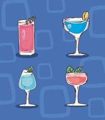 cocktails glasses set