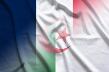 France and Algeria official flag international contract DZA FRA - obrazy, fototapety, plakaty