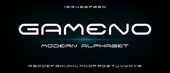 Sport digital modern futuristic alphabet with urban style template