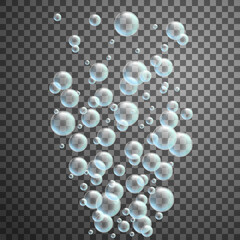 Fizzy bubbles steam. Vector illustration. Isolated design element with clean water bubbles