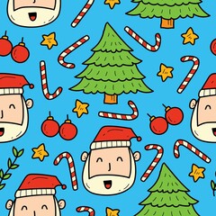 Naklejka premium Christmas doodle cartoon illustration pattern design