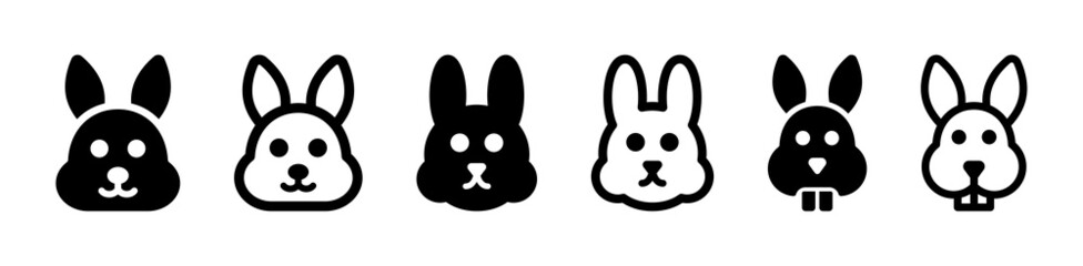 Obraz premium Rabbit icon set isolated on white background. Animal face vector illustration.