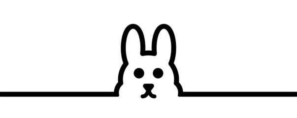 Rabbit icon banner for Easter. Bunny cute face isolated on white background