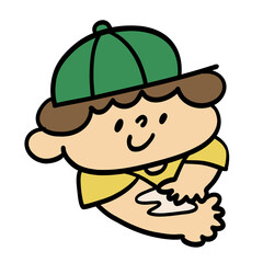日焼け止めクリームを塗る子供のイラスト