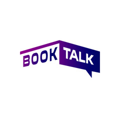 logo symbol combination book and bubble chat talk with bold font and elegant typography simple but impressive