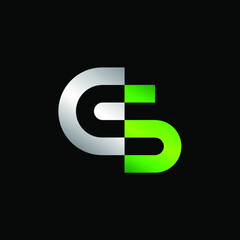 logo G S silver green metal with black background