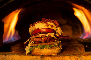 burger on fire nature