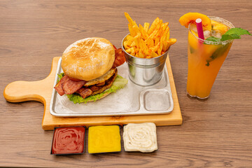 combo hamburger fries and drink