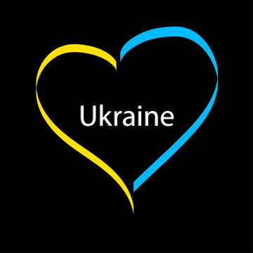 Heart ribbon ukraine. Love ukraine concept. Peace symbol. Support ukraine sign. Vector illustration. Stock image. 