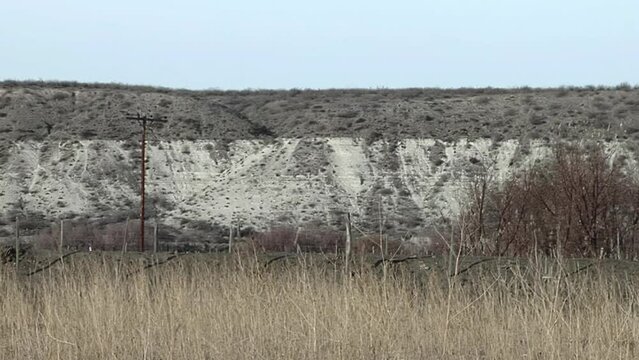 A "Barda" (Cliff), A Basalt Rock Geological and Paleontological Formation in Argentinian Patagonia, Chubut Province, Argentina.  