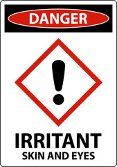 Danger Irritant GHS Sign On White Background