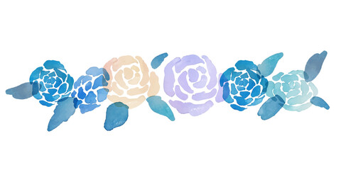 水彩画。水彩画の薔薇イラスト。水彩タッチの薔薇フレーム。Watercolor painting. Watercolor rose illustration. Watercolor touch rose frame.