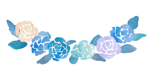 水彩画。水彩画の薔薇イラスト。水彩タッチの薔薇フレーム。Watercolor painting. Watercolor rose illustration. Watercolor touch rose frame.