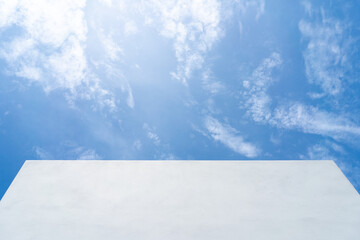 White wall blue sky. white wall copy space and blue sky on background