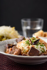 Spicy Thai rice noodle soup from the local market, cultural food of northern Thailand.