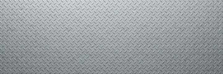 Poster Diamond plate metal background. Brushed metallic texture. 3d rendering © Thaut Images