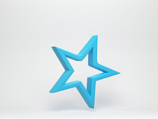 Obraz premium 3D rendering, 3D illustration. Blue star icon on white background. minimal concept.