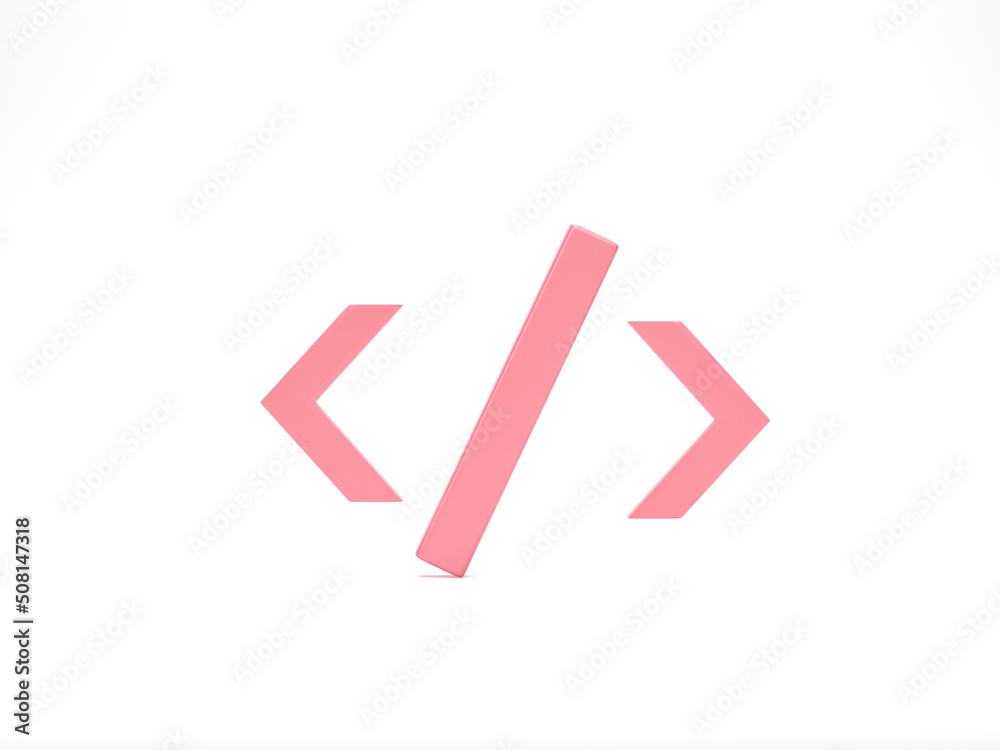 Poster 3d rendering, 3d illustration. code icon isolated on white background. programming code product deve