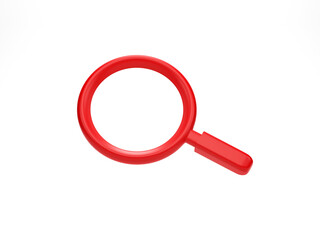 3D rendering, 3D illustration. Magnifying glasses find and optical search icon on white background. Cartoon minimal style.