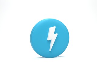 3D render 3D illustration. Flash, bolt lighting yellow icon isolated on white background.