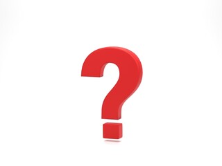 3D rendering, 3D illustration. Question mark icon isolated on white. Business support. FAQ and QA concept.