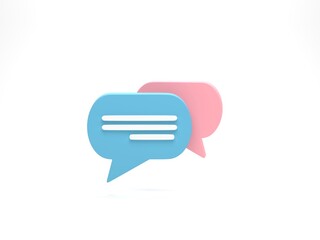 3D rendering, 3D illustration. Chat Bubble icons isolated on white background. Talk balloon icon. Speech bubble symbol.