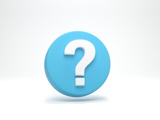 3D rendering, 3D illustration. Question mark icon isolated on white. Business support. FAQ and QA concept.