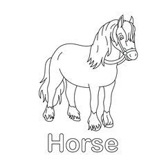 horse coloring page line art animal vector