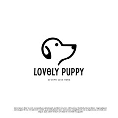 simple minimal lovely puppy logo design.