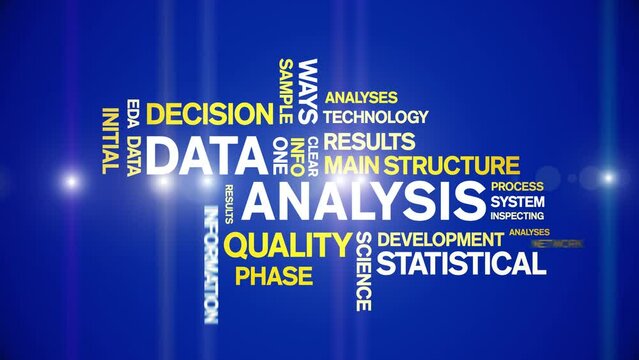 4k Data Analysis Animated Tag Word Cloud;Text Design big data Animation typography seamless loop.