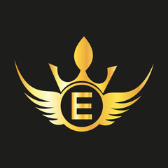Letter  E  Queen Logo Design vector templet  crown logo Elegant monogram gold logo for Royalty,