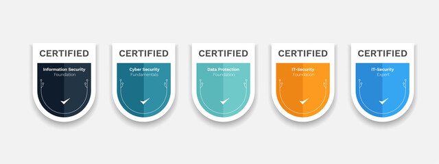 Certification Badge design template. Vector illustration certified shield logo design.