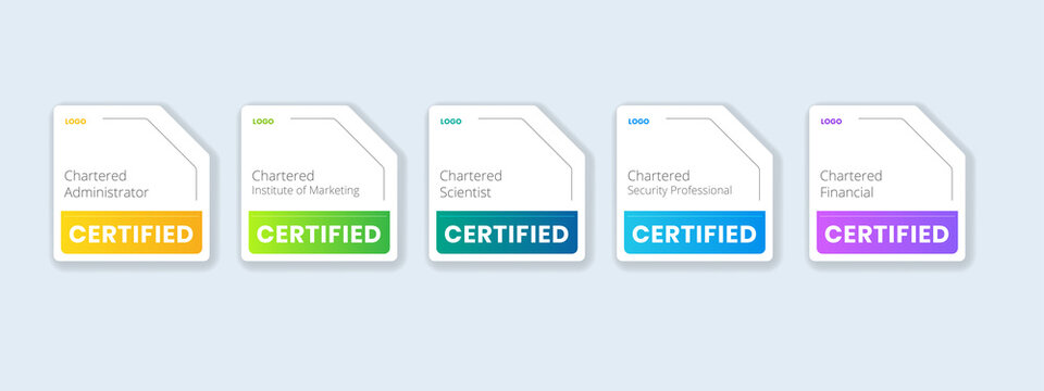Professional certification Badge design template. Digital badge product exam certified collection template.