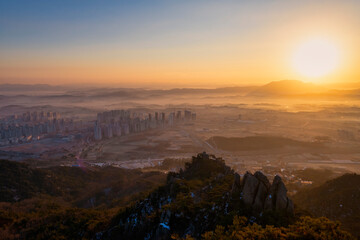 Scenic view of Mt.Yongbongsan during sunrise