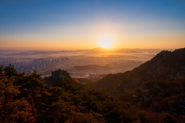 Scenic view of Mt.Yongbongsan during sunrise