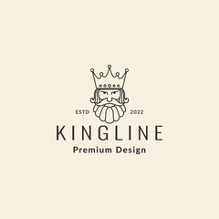 king head with crown hipster line style logo design vector icon illustration